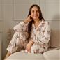 OHS Bows Pyjama Set Womens Button Through Baby Fleece Loungewear Nightwear