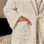 OHS Cable Knit Dressing Gown Flannel Fleece Winter Loungewear Hooded Bathrobe