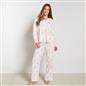 OHS Bows Pyjama Set Womens Button Through Baby Fleece Loungewear Nightwear