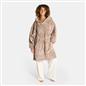 OHS Ribbed Flannel Hooded Blanket Fleece Wearable Throw Warm Oversized Hoodie