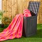 OHS Garden Storage Box Weather Resistant Plastic Wood Effect Outdoor Organiser