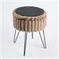 OHS Faux Fur Stool Hairpin Ribbed Fleece Round Vanity Seat Foot Rest Chair