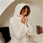 OHS Cable Knit Dressing Gown Flannel Fleece Winter Loungewear Hooded Bathrobe
