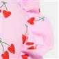 OHS Heart Scatter Cushion Cherry Print Frill Microfibre Decorative Throw Pillow