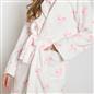 OHS Bows Dressing Gown Flannel Winter Sherpa Lined Loungewear Hooded Bathrobe