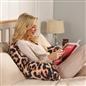 Leopard Cushion Reading Pillow Plush Plump Padded Soft Arms Lumbar Chair Support