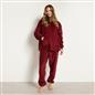 OHS Fleece Loungewear Set Coral Winter Sherpa Nightwear 2-Piece Hoodie Jogger