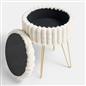 OHS Faux Fur Stool Hairpin Ribbed Fleece Round Vanity Seat Foot Rest Chair