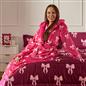 OHS Bows Dressing Gown Flannel Winter Sherpa Lined Loungewear Hooded Bathrobe
