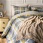OHS Denim Check Duvet Cover with Pillowcase Tartan Bedding Set Ochre Grey
