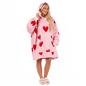 OHS Heart Print Hoodie Blanket Oversized Adult Fleece Sherpa Throw Jumper