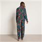 OHS Matte Velvet Pyjama Set Festive Piped Button Through Nightwear PJs