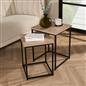 Nest of Tables Square Wood Top Modern End Side Living Room Home Decor Set of 2