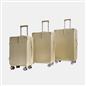 OHS Metallic Effect Suitcase Set 3-Piece Hard Shell Luggage 4 Wheel ABS