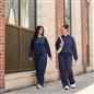 OHS Matte Velvet Loungewear Co-Ord Set Stripe Print Button Through Nightwear