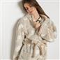 OHS Teddy Marl Dressing Gown Prints Ladies Warm Womens Loungewear Bathrobe
