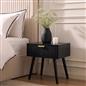 OHS Ribbed Bedside Nightstand 1 Drawer Storage Unit Wooden End Table