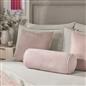 OHS Piped Edge Bolster Cushion Matte Velvet Bedroom Sofa Plump Filled Pillow
