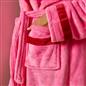 OHS Piped Edge Dressing Gown Flannel Fleece Winter Loungewear Hooded Bathrobe