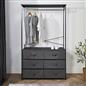 Cabinet Rail Wardrobe Open Home 6 Drawer Coat Hanger Storage Clothes Organiser