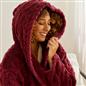 OHS Cable Knit Dressing Gown Flannel Fleece Winter Loungewear Hooded Bathrobe