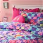 OHS Checkerboard Coverless 10.5 Tog Duvet Set with Pillowcase Kids Neon Single