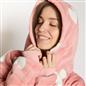 OHS Heart Print Hoodie Blanket Oversized Adult Fleece Sherpa Throw Jumper