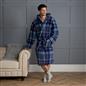 OHS Teddy Dressing Gown Tartan Check Soft Unisex Hooded Xmas Loungewear Robe