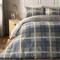 OHS Denim Check Duvet Cover with Pillowcase Tartan Bedding Set Ochre Grey