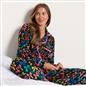 OHS Matte Velvet Pyjama Set Festive Piped Button Through Nightwear PJs