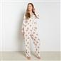 OHS Bows Pyjama Set Womens Button Through Baby Fleece Loungewear Nightwear