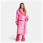 OHS Piped Edge Dressing Gown Flannel Fleece Winter Loungewear Hooded Bathrobe