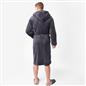 OHS Mens Dressing Gown Long Hooded Soft Flannel Fleece Sherpa Bathrobe Lounge