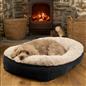Dog Bed Washable Plush Soft Faux Fur Fleece Ribbed Pet Basket Cushion Warm Cosy