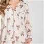 OHS Bows Pyjama Set Womens Button Through Baby Fleece Loungewear Nightwear