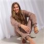 OHS Fleece Loungewear Set Coral Winter Sherpa Nightwear 2-Piece Hoodie Jogger