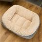 Dog Bed Washable Plush Soft Faux Fur Fleece Ribbed Pet Basket Cushion Warm Cosy