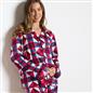 OHS Geo Print Pyjama Set Jersey Button Through Ultra Soft Nightwear Loungewear