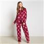 OHS Bows Pyjama Set Womens Button Through Baby Fleece Loungewear Nightwear