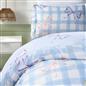 OHS Bow Gingham Bedding Set Microfibre Reversible Duvet Cover with Pillowcase