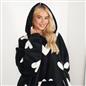 OHS Heart Print Hoodie Blanket Oversized Adult Fleece Sherpa Throw Jumper
