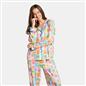 OHS Postcards Print Pyjama Set Womens Jersey Button Through Nightwear Loungewear