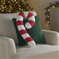 Sofa Cushion Candy Cane Xmas Festive Filled Plump Plush Soft Fleece Home Decor