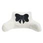 OHS Embroidered Bow Cuddle Cushion Teddy Fleece Reading Pillow with Arms