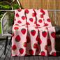 OHS Strawberry Print Throw Soft Polar Fleece Lightweight Blanket - 120 x 150cm