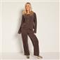 OHS Matte Velvet Loungewear Co-Ord Set Stripe Print Button Through Nightwear