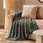 OHS Faux Fur Ribbed Fleece Throw Over Bed Blanket Supersoft, Green - 150 x 200cm