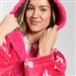 OHS Bows Dressing Gown Flannel Winter Sherpa Lined Loungewear Hooded Bathrobe
