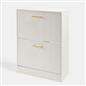 OHS Ribbed Shoe Rack 2 Drawer Wooden Cabinet Shoes Organiser Stand Holder