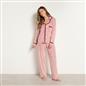 OHS Piped Edge Pyjama Set Button Through Fleece Womens Loungewear Nightwear Pjs